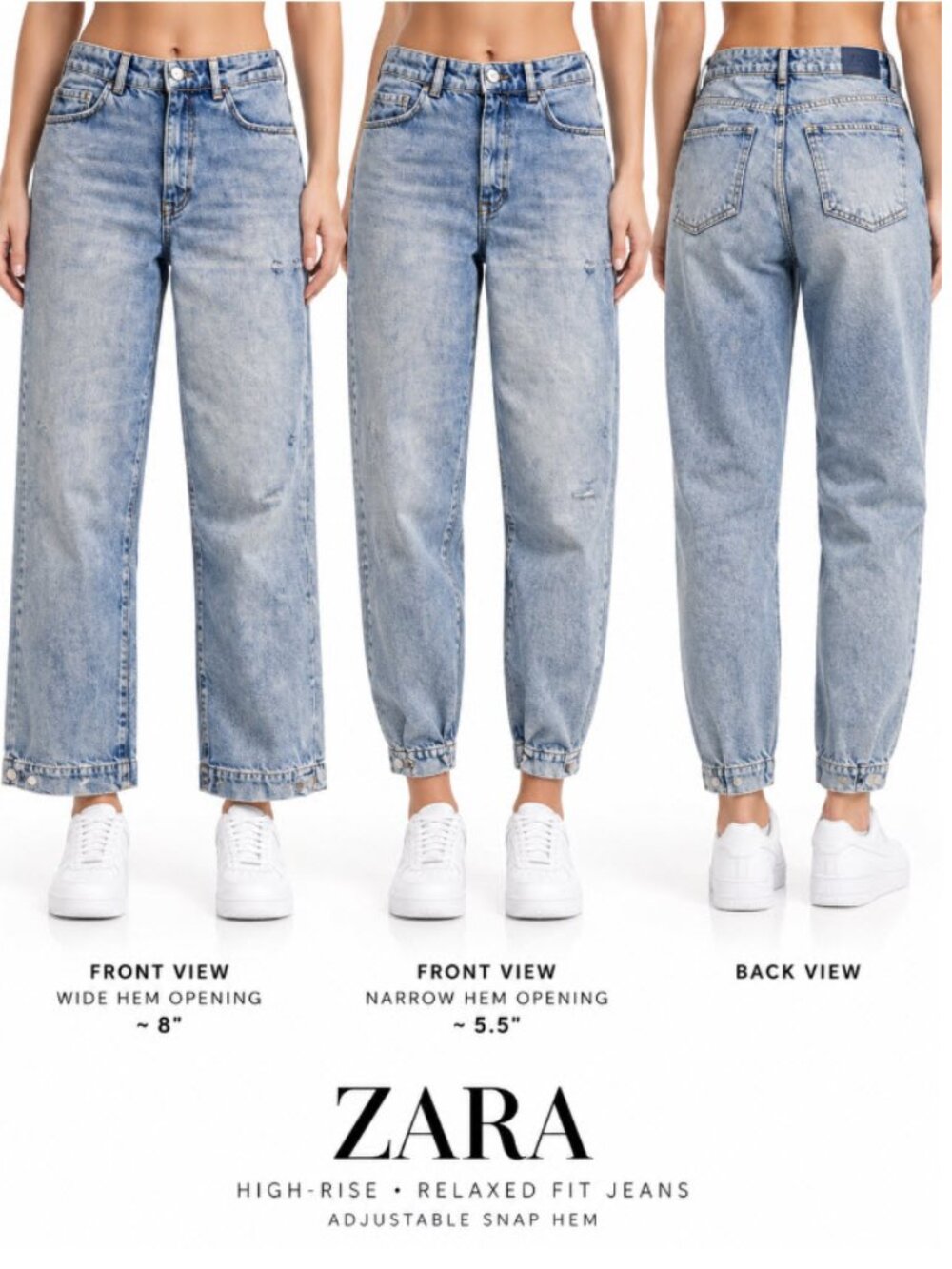 Zara Light Blue High Rise Relax Fit Jeans